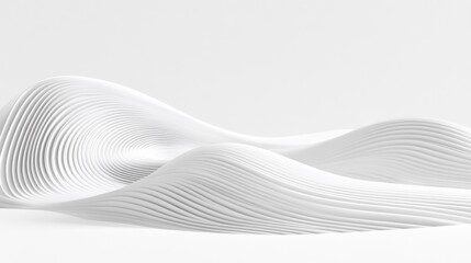 Abstract White Wave Forms: Minimalist, Architectural, Modern, 3D Render.