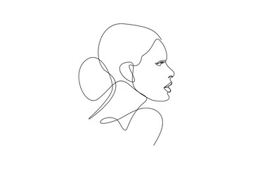 Minimalist female face outline in one line style vector illustration for modern artwork