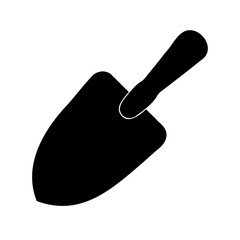 Small garden hand trowel for gardening flat vector icon