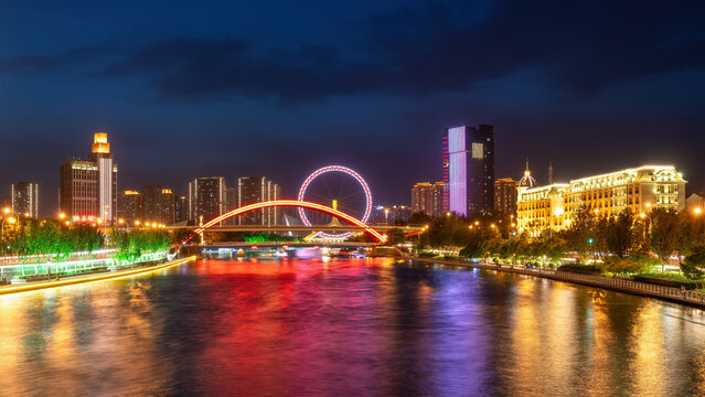 ，China, Tianjin, city, city skyline, architectural landscape, background, skyscrapers, high-rise buildings, architecture, buildings, modern buildings,