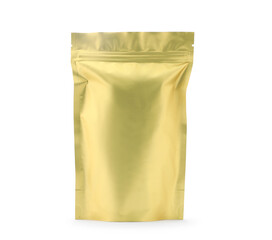 One zipper stand-up pouch isolated on white. Mockup for design