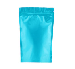 One zipper stand-up pouch isolated on white. Mockup for design