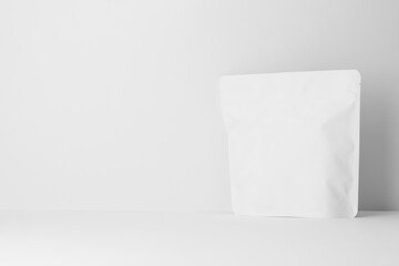 Zipper stand-up pouch on white background. Mockup for design