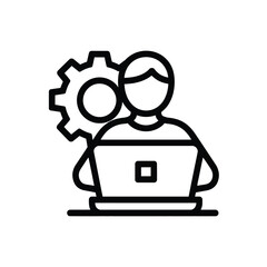 Person Working on Laptop with Gear Icon