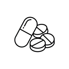 Medical Pills and Capsule Line Art Icon