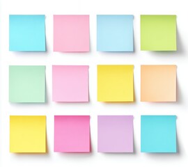 Fototapeta premium colorful sticky notes blank paper collection on white background office supplies stationery organization