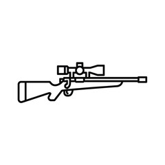 Naklejka premium Minimalist Sniper Rifle Illustration with Scope on White Background