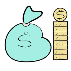 money and coin bag business icon design