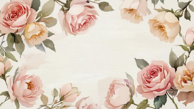 Vintage Rose Frame Background Animation.