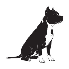 Showcasing a pure American Staffordshire Terrier digital black form, clean, distinct graphic - American Staffordshire Terrier silhouette - Amstaff Vector - Silhouette of Amstaff - dog vector


