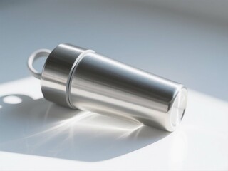 Stainless Steel Reusable Water Bottle on White Background