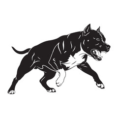 A proud American Staffordshire Terrier digital black image, elegant graphic for your projects - American Staffordshire Terrier silhouette - Amstaff Vector - Silhouette of Amstaff - dog silhouette

