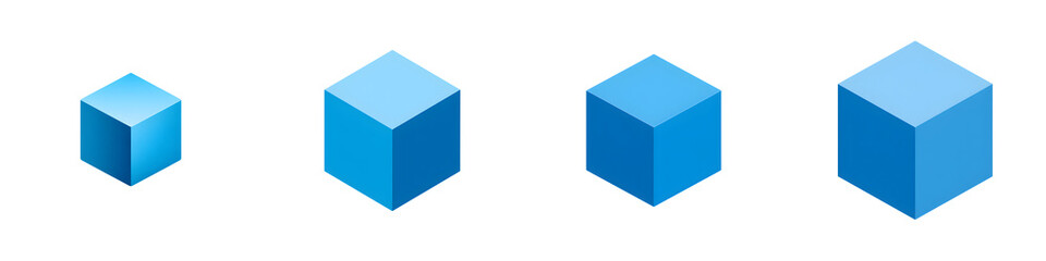 Isometric Blue Cube: Growth and Progression Concept Illustration