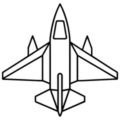 Top View Fighter Jet Line Art Vector