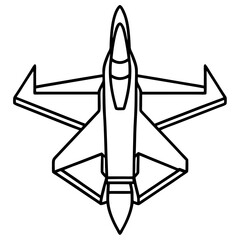 Top View Fighter Jet Line Art Vector
