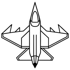Top View Fighter Jet Line Art Vector