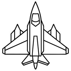 Top View Fighter Jet Line Art Vector