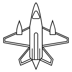 Top View Fighter Jet Line Art Vector