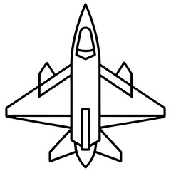 Top View Fighter Jet Line Art Vector