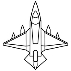 Top View Fighter Jet Line Art Vector