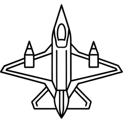 Top View Fighter Jet Line Art Vector