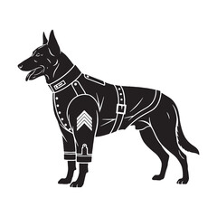 Featuring an alert Belgian Malinois canine digital black silhouette - Belgian Malinois silhouette - Belgian Malinois Vector - Silhouette of Belgian Malinois - dog vector

