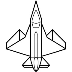 Top View Fighter Jet Line Art Vector