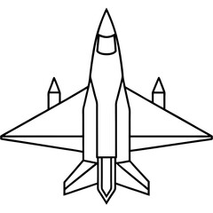 Top View Fighter Jet Line Art Vector