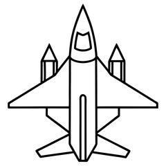 Top View Fighter Jet Line Art Vector