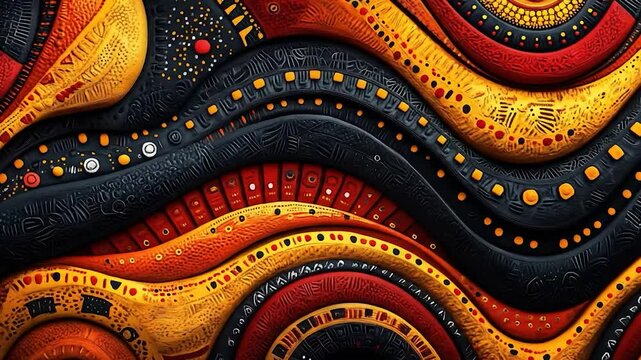 Abstract Aboriginal Art Inspired Animated Waves