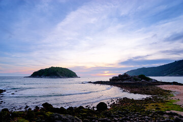 Scenic Island Landscape With Tranquil Ocean at Sunrise