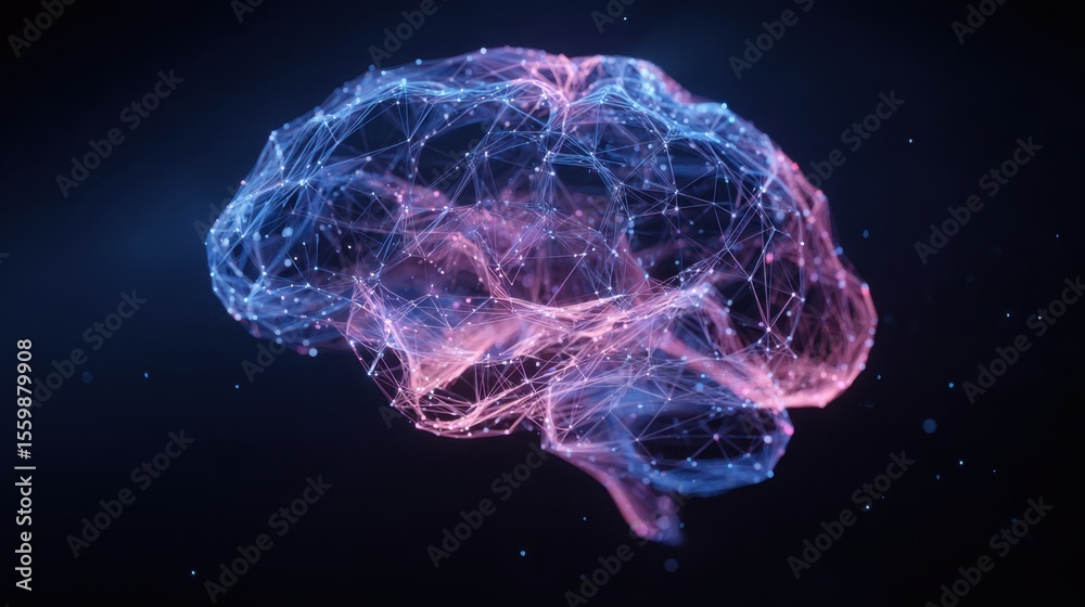 Poster abstract brain network: a mesmerizing visualization of interconnected nodes forming a neural network