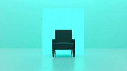 Minimalist Teal Room with Dark Chair: Modern Interior Design Concept