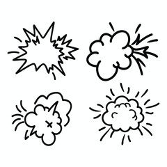 set of vector black and white Smoke bubbles