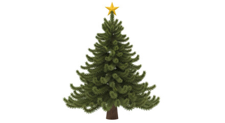 Isolated Christmas Tree with Gold Star