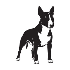 Presenting a defined Bull Terrier digital black image, with sharp, recognizable lines - Bull Terrier silhouette - Bull Terrier Vector - Silhouette of Bull Terrier - dog vector


