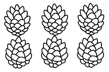 Rustic Pine Cone Outline Collection Nature Line Vector Pack