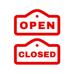 Open and close icon set. Open and close hanger board icons on transparent background.