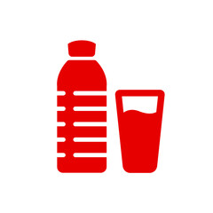 Water bottle and glass icon sign on white background. cafes icon