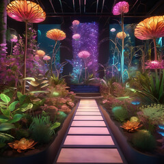 Bio-engineered Garden with Global Illumination in Motion Graphics