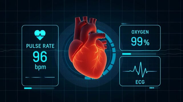 Heartbeat Monitoring HUD. Medical Data Visualization Loop.