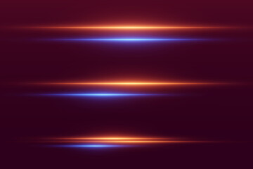 Glowing horizontal light lines of neon light, with movement effect.