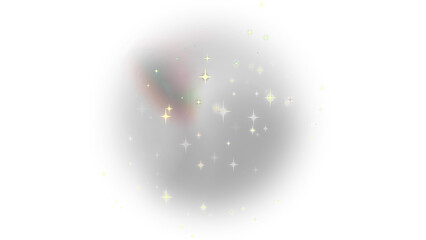 Transparent background: Soft, diffused light with scattered golden sparkles and a subtle rainbow...