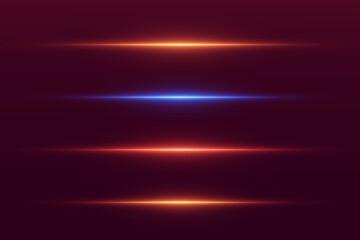 Glowing horizontal light lines of neon light, with movement effect.