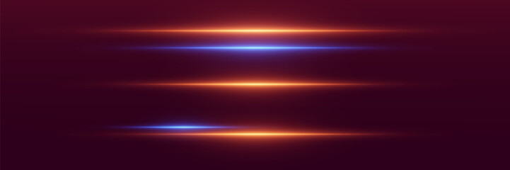 Glowing horizontal light lines of neon light, with movement effect.