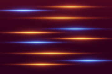 Glowing horizontal light lines of neon light, with movement effect.
