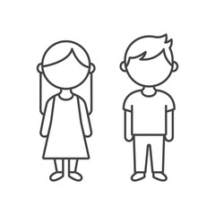 Boy and girl minimalist line icon. Vector
