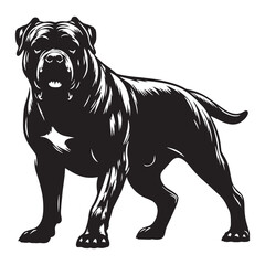 An exceptionally protective Cane Corso digital black silhouette, perfect for rendering - Cane Corso silhouette - Cane Corso Vector - Silhouette of Cane Corso - dog silhouette

