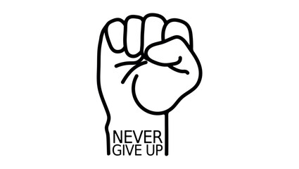 never give up, black isolated silhouette