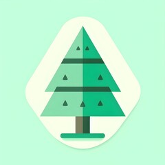Obraz premium Simple forest tree symbol in stylized cartoon look drawn on pale green pastel background for outdoor and environment designs